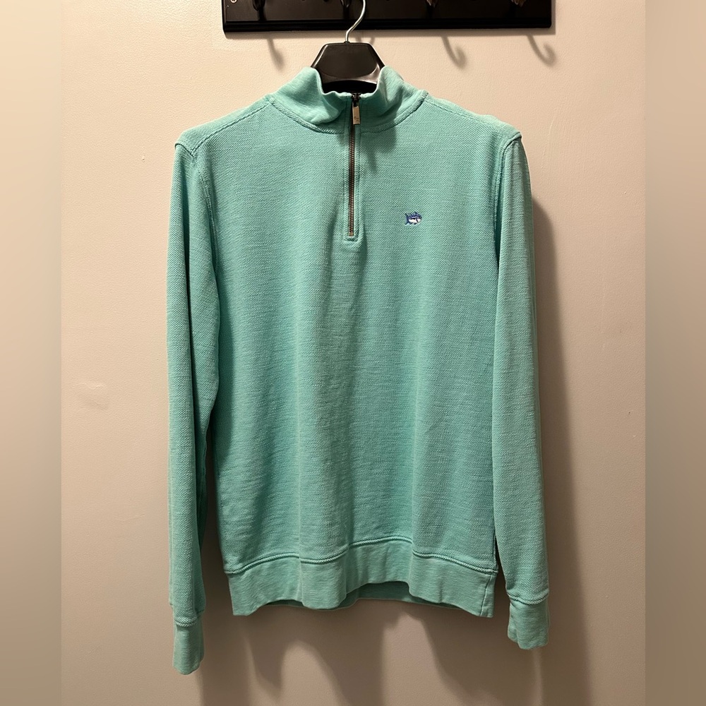 Southern Tide Men's Green Quarter-Zip Sweater